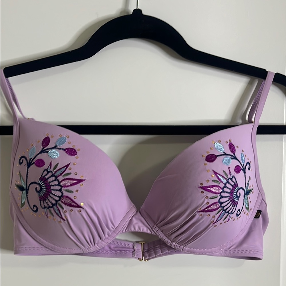 Embroidered Lavender Top Swimwear